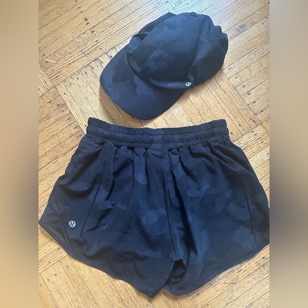 Lulu lemon Dark camo hat and shorts